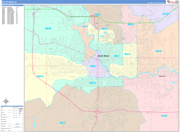 South Bend City Map Book Color Cast Style